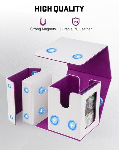 ZLCA MTG Deck Box، صندوق سطح القائد مع نافذة عرض، صندوق سطح البطاقات يحمل 100 بطاقة مزدوجة الأكمام مع صينية النرد وحامل بطاقة مغناطيسية 35pt (أسود وأحمر) in Saudi Arabia