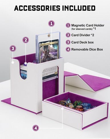 ZLCA MTG Deck Box، صندوق سطح القائد مع نافذة عرض، صندوق سطح البطاقات يحمل 100 بطاقة مزدوجة الأكمام مع صينية النرد وحامل بطاقة مغناطيسية 35pt (أسود وأحمر) in Saudi Arabia