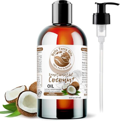 Bella Terra Oils - Organic Fractionated Coconut Oil (MCT) 4oz - Derived from Pure Coconut Essence, Abundant in Capric & Lauric Acid, Your Go-to Companion for Supple Skin in Saudi Arabia