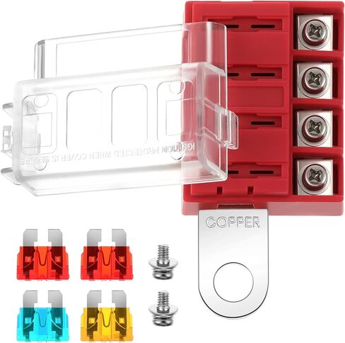 كتلة الصمامات البحرية RV كتلة الصمامات ذات 4 اتجاهات مع 4 صمامات شفرة وغطاء مقاوم للماء لتوزيع الطاقة كتلة القارب الكهربائية لوحة الصمامات صندوق حامل كتلة للسيارات والشاحنات، بحد أقصى 32 فولت in Kuwait