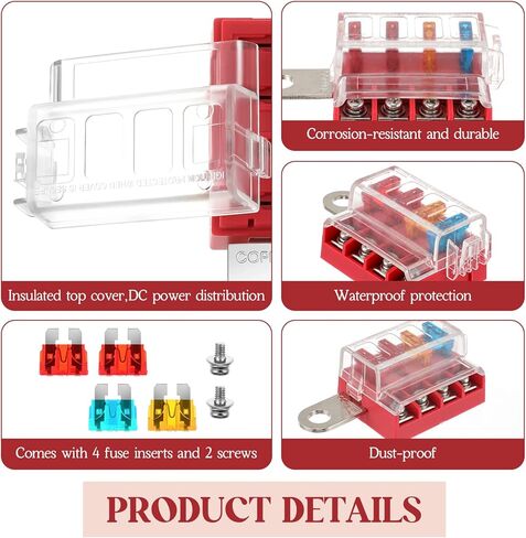 كتلة الصمامات البحرية RV كتلة الصمامات ذات 4 اتجاهات مع 4 صمامات شفرة وغطاء مقاوم للماء لتوزيع الطاقة كتلة القارب الكهربائية لوحة الصمامات صندوق حامل كتلة للسيارات والشاحنات، بحد أقصى 32 فولت in Kuwait