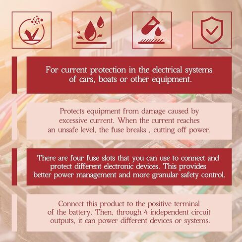 كتلة الصمامات البحرية RV كتلة الصمامات ذات 4 اتجاهات مع 4 صمامات شفرة وغطاء مقاوم للماء لتوزيع الطاقة كتلة القارب الكهربائية لوحة الصمامات صندوق حامل كتلة للسيارات والشاحنات، بحد أقصى 32 فولت in Kuwait