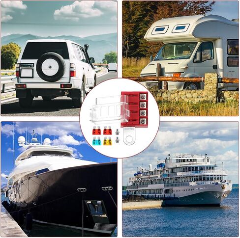 كتلة الصمامات البحرية RV كتلة الصمامات ذات 4 اتجاهات مع 4 صمامات شفرة وغطاء مقاوم للماء لتوزيع الطاقة كتلة القارب الكهربائية لوحة الصمامات صندوق حامل كتلة للسيارات والشاحنات، بحد أقصى 32 فولت in Kuwait