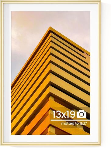 8x10 Metal Picture Frame with Mat for 5x7 Photo | 8 x 10 Aluminum Photo Frame with Tempered Glass | Wall or Tabletop Picture Frame Collection | Wall Hook Included (Set of 1, Gold) in Kuwait