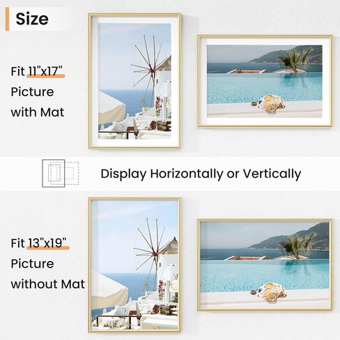 8x10 Metal Picture Frame with Mat for 5x7 Photo | 8 x 10 Aluminum Photo Frame with Tempered Glass | Wall or Tabletop Picture Frame Collection | Wall Hook Included (Set of 1, Gold) in Kuwait
