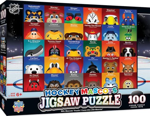 أحجية رياضية مكونة من 100 قطعة من ماستربيس للأطفال - أحجية NHL Mascots 100 قطعة - 14 بوصة × 19 بوصة in Saudi Arabia