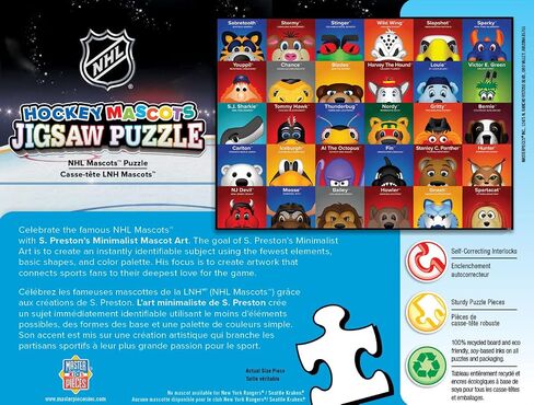 أحجية رياضية مكونة من 100 قطعة من ماستربيس للأطفال - أحجية NHL Mascots 100 قطعة - 14 بوصة × 19 بوصة in Saudi Arabia