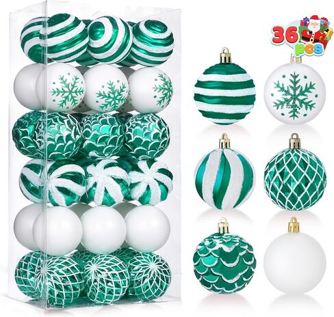 Joiedomi 36 Pcs Red and White Christmas Ball Ornaments Set, 2.36" Shatterproof Christmas Hanging Tree Decoration, Xmas Balls Ornaments for Tree Present Banister Wreath Garland Indoor Party Supplies in Saudi Arabia