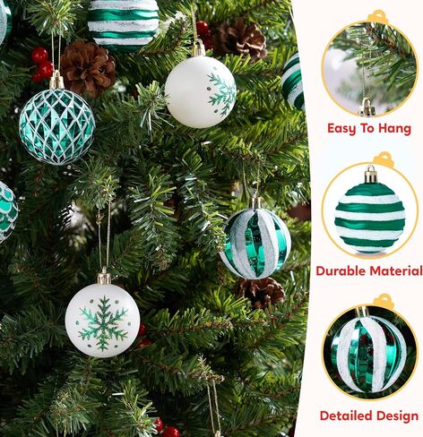 Joiedomi 36 Pcs Red and White Christmas Ball Ornaments Set, 2.36" Shatterproof Christmas Hanging Tree Decoration, Xmas Balls Ornaments for Tree Present Banister Wreath Garland Indoor Party Supplies in Saudi Arabia