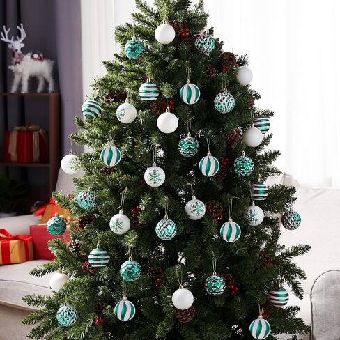 Joiedomi 36 Pcs Red and White Christmas Ball Ornaments Set, 2.36" Shatterproof Christmas Hanging Tree Decoration, Xmas Balls Ornaments for Tree Present Banister Wreath Garland Indoor Party Supplies in Saudi Arabia