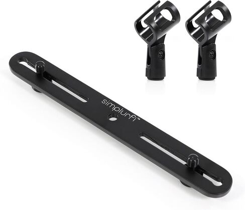 Stereo Array Spacing Bar Microphone Mount with Ruled Markings - Holds 2 Mics - X-Y and ORTF Mic T-Bar Bracket, Fits 3/8" and 5/8" Mic Stands with Included Adapter (MIC-BAR-CLIP-MARK) in Saudi Arabia