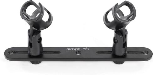 Stereo Array Spacing Bar Microphone Mount with Ruled Markings - Holds 2 Mics - X-Y and ORTF Mic T-Bar Bracket, Fits 3/8" and 5/8" Mic Stands with Included Adapter (MIC-BAR-CLIP-MARK) in Saudi Arabia