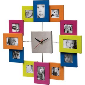 ساعة حائط يونيتي، قرص بإطار 12 صورة، متعددة الألوان، 39 سم / 15 بوصة in Kuwait