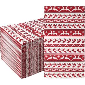 50 Pieces 3-ply Christmas Paper Napkins Xmas Guest Towels Disposable Bathroom Disposable Hand Towels for Bathroom Kitchen Christmas Party Supplies Dinner Napkins Disposable