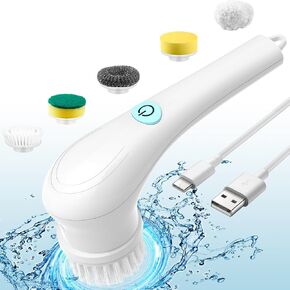 SoulLife Electric Spin Scrubber, Cordless Shower Scrubber with Rechargable Battery with 5 Replaceceable Attachment, Electric Cleaning Brush for Bathroom, Kitchen, Sink, Tile, Shoes and Furniture