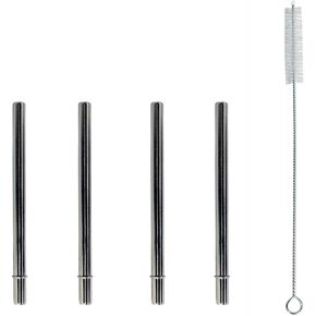 Extra Short 5" Safer Stainless Steel Straws for 12oz Thermos Funtainer, Cocktails, Small Glasses or Cups (4 Pack + Cleaning Brush)