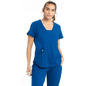 BARCO One Women's BOT083 3 Pocket V-Neck Spark Scrub Top-New Royal-X-Small