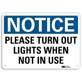 SmartSign “Notice - Please Turn Out Lights When Not In Use" Sign | 10" x 14" 3M Reflective Aluminum