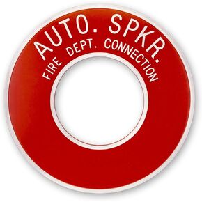 Auto Spkr FDC Sign Outdoor - Round ID Plate 4in Pipe Exposed Automatic Sprinkler System Fire Department Connections - Helps Easily Identify Fire Sprinkler Connections - 1 PK