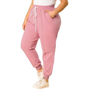 Agnes Orinda Women's Plus Size Joggers Sweatpants Elastic Contrast Color Lounge Jogger Pants
