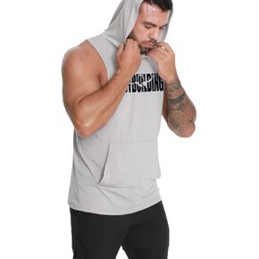 Men's Workout Hooded Tank Tops Sleeveless Gym Hoodies Bodybuilding Fitness Muscle Cut Off T-Shirts