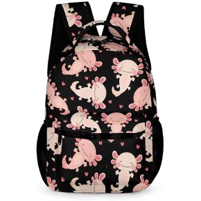 Axolotl School Backpack for Kids Girls Boys, 16 Inch Cute Axolotls Themed Bookbag, Personality School Backpack for Students Children, Lightweight, Large Capacity