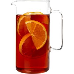 Simax Large Glass Pitcher With Spout, 2.5 Qt Glass Pitchers With Handle, Borosilicate Glass Sangria Pitcher, Big Water Pitcher Glass, Angled Cylinder Design Sangria Pitchers, 80 Oz Cocktail Pitcher