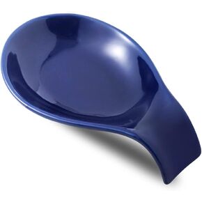 Nihow Ceramic Spoon Rest: 4 Inch Stable Utensil Rest - Heat Resistant Spoon Holder for Kitchen counter/Countertop/Stove Top - Dishwasher Safe - Elegant Blue (1 PC)