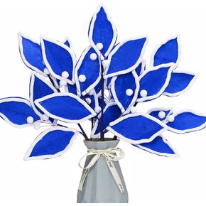 Christmas Tree Picks Leaf Berry Sprays Artificial Velvet Bay Leaves Holly Berries Stems Decorative Sticks for Xmas Tree Topper Vase Filler Branches Flower Arrangment Craft Home Decor Set of 3 (Black)