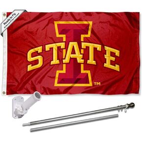 Iowa State Cyclones Flag with Pole and Bracket Complete Set