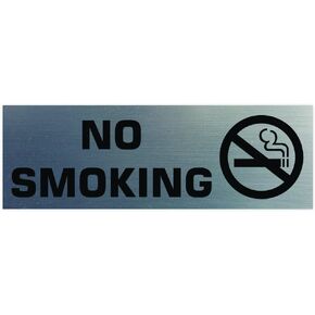 Basic NO Smoking Sign (Brushed Silver) - Small