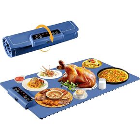 Food Warming Mat-Portable foldable heating pad, full surface heating, has 3 adjustable temperature control levels automatic shut-off suitable warming trays for buffets party (White)