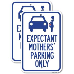 (2 Pack) Expectant Mothers' Parking Only (With Graphic) | 12" X 18" Heavy-Gauge Aluminum Sign | Rust Free Aluminum, Weather Resistant, Waterproof, Fade Resistant, 2 Pre-drilled Holes