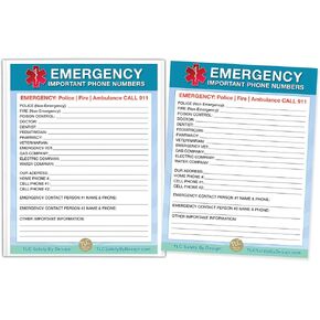 TLC Safety By Design Premium Emergency 8.5" x 11" Contact Cards in Magnetic Sleeve Large Format Refrigerator Safety Important Phone Numbers (2 Cards and 1 Magnetic Sleeve, Pastel Medical ICE)