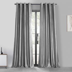 HPD Half Price Drapes Grommet Faux Silk Taffeta Blackout Curtains for Bedroom 50 X 108 (1 Panel), PTCH-BO112-108-GR, Platinum