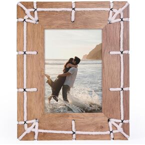 EYMPEU 5x7 Unique Picture Frame, Vintage Mother of Pearl Mosaic Sea Shell Photo Frame, Decorative Coastal White Beach 7x5 Frame for Picture, Tabletop or Wall Hanging Display