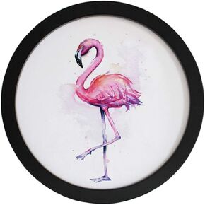 Round Photo Frame Wood Hanging Picture Frames for Home Office Wall Decoration Black 8in