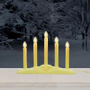 5 Lights Christmas Window Candles, Electric Window Candles Plug in with 5 Clear Bulbc and 5Ft Ivory Wire, Window Christmas Candle Lights for Indoor Window Table Party Christmas Decorotions