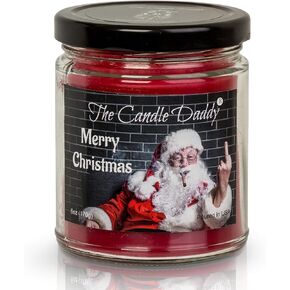 Merry Christmas (Santa Bird Middle Finger) Funny Christmas Candle - Christmas Day Scent- Hand Poured in USA - 6oz