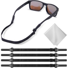 No Tail Eye Glasses Holder Strap - Adjustable Sunglasses Straps Cords for Men Women - Eyeglasses Holders Around Neck - Eyewear String Lanyard Retainer - 4 PCS（13.5in Black