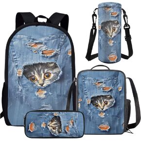 AmzPrint 4pcs Hedgehog Backpack Set For Girls Backpack And Lunch Box Pencil Bag Water Bottle Carrier Set Back To School Gifts