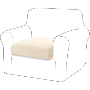 TIANSHU High Stretch Loveseat Cushion Cover,2-Piece Jacquard Chair Cushion Slipcover for Loveseat, Durable Furniture Protector Loveseat Couch Cover for 2 Cushion Couch (Medium, Sand)