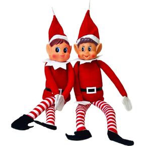 مجموعة GLOW Wholesale Elfie (Boy) وElvie (Girl) من شخصية Elfie المرحة والمرحة التي تتصرف بشكل سيء مع جسم ناعم ووجه من الفينيل، مجموعة مكونة من قطعتين، باللون الأحمر