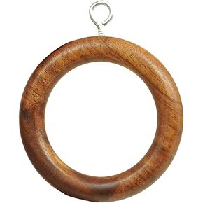 Wooden Curtain Rings for Bedroom Drawing Room | Rings for Window | 2.5 Inch Outer Día and Inner Día 1.7 Inch | Buffed Finish Brown (24 Pieces)