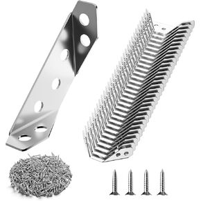 Cobbe 20-Pack Right Angle Brackets, Corner Connectors & Braces with 80 Self-Tapping Screws, 90-Degree L Brackets for Furniture, Frames, Drawers, Shelves, Tables & Wooden Boxes, Easy Install