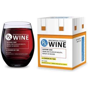 GSM Brands Stemless Wine Glass for Pharmacist Gifts (Prescription) Made of Unbreakable Tritan Plastic and Dishwasher Safe - 16 ounces