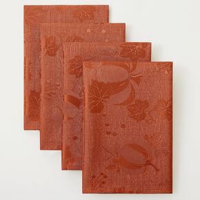 Smiry Thanksgiving Napkins Set of 4, 18x18 Inch Waterproof Fabric Fall Napkins, Autumn Pumpkin Damask Napkins for Harvest Parties, and Holiday Dinner, Terracotta