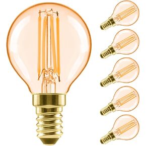 LVWIT G14 LED Filament Globe Bulb 5.5W(60W Equivalent), Dimmable 2700K Warm White E26 Screw Base, G45 Decorative Edison Light Bulb, UL-Listed(6-Pack)