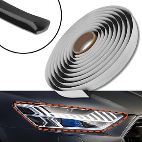 13FT Car Headlight Sealant Butyl Tape, Diameter 1/4" Rubber Sealant Blocks Dust Water Noise, Universal Butyl Rubber Caulk for Car Headlights Taillights Windshield Doors（Black）