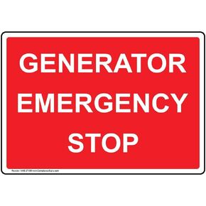 ComplianceSigns.com Generator Emergency Stop Sign, 10x7 inch Plastic for Electrical, Made in USA